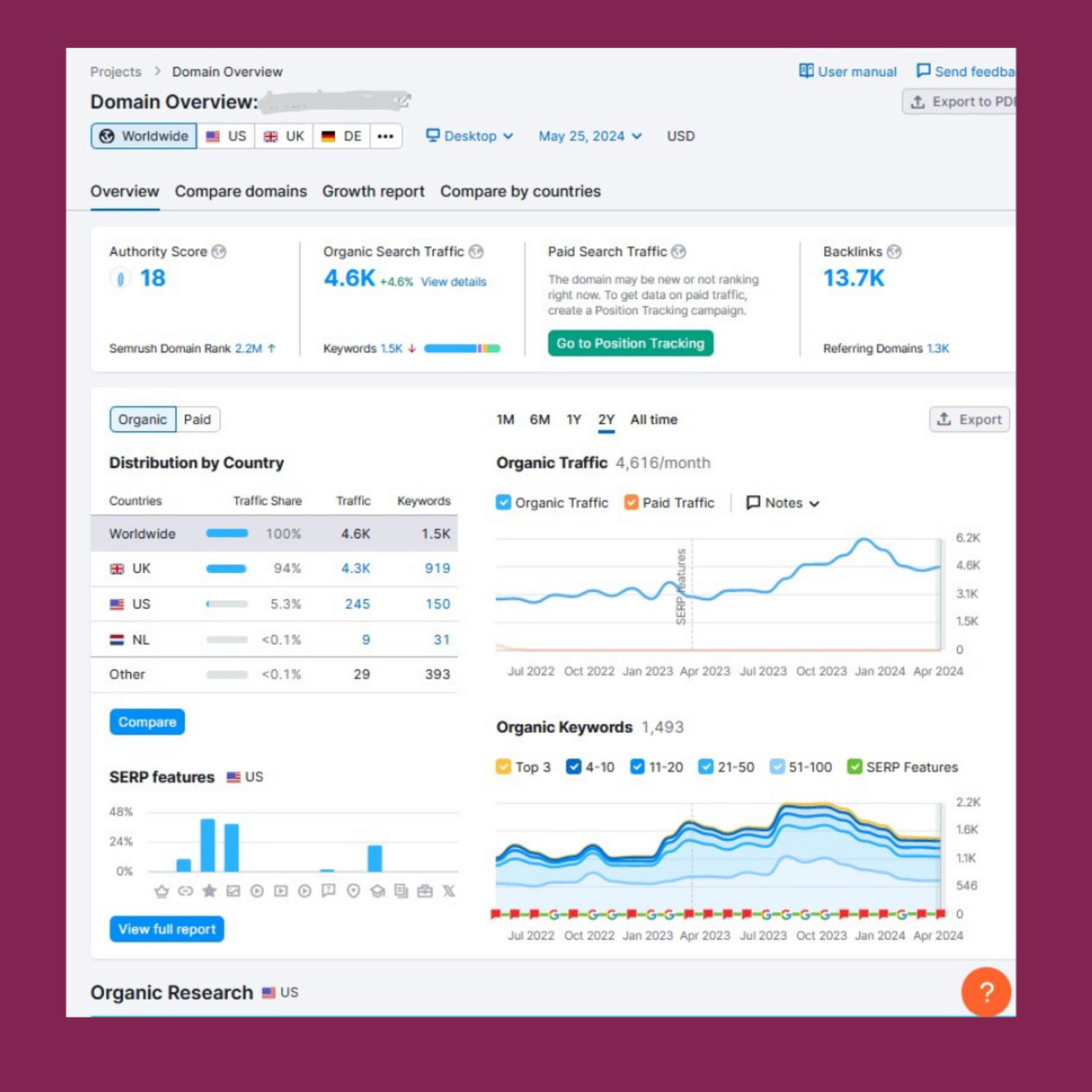 SEO Bitch client stats after an SEO Audit.